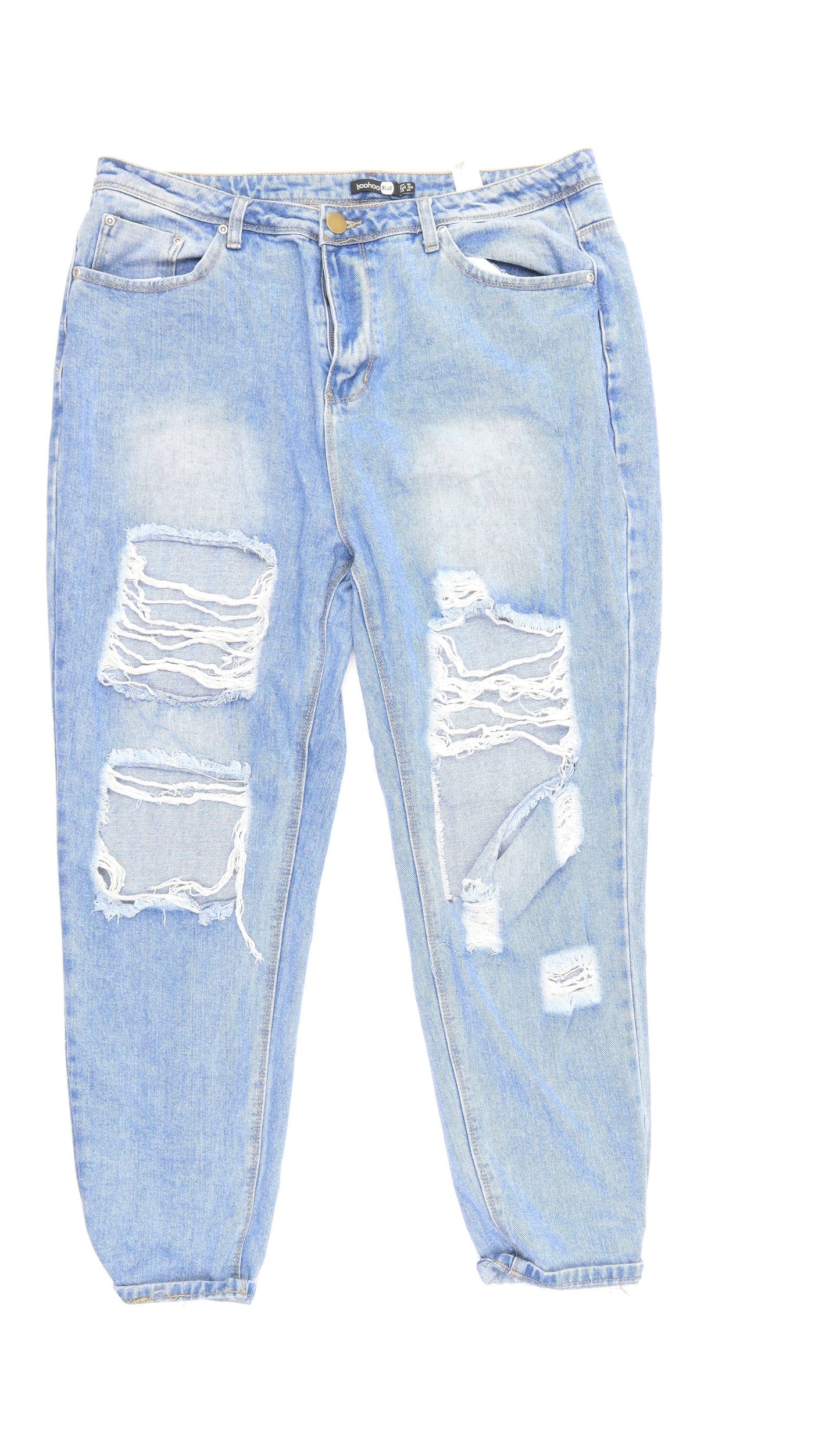Boohoo Womens Blue  Denim Mom Jeans Size 18 L25 in