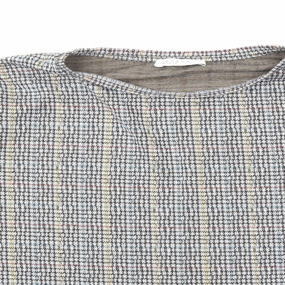 Papaya Womens Grey Check  Basic T-Shirt Size 16