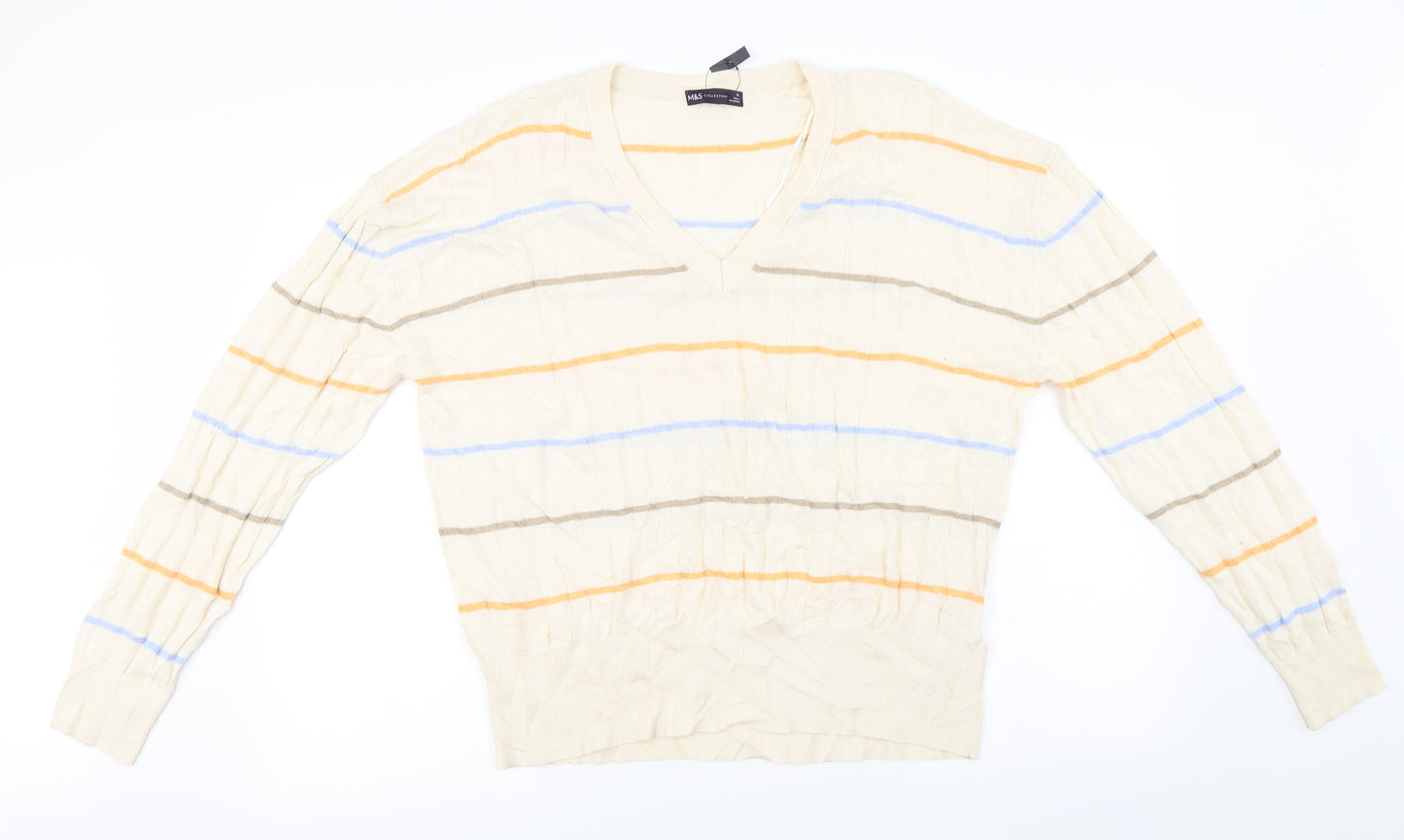 Marks and Spencer  Womens Ivory Striped  Pullover Jumper Size XL
