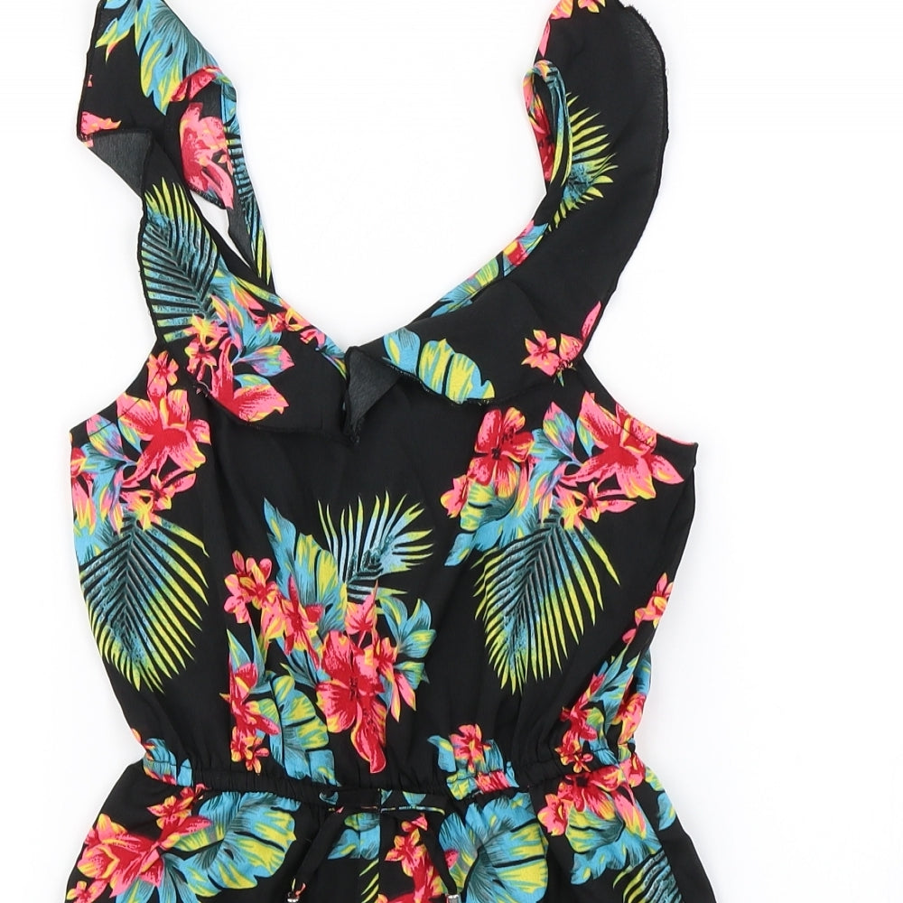 Primark Girls Black Floral  Jumpsuit One-Piece Size 9-10 Years