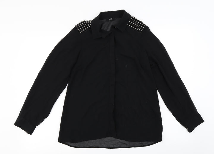 F&F Womens Black Basic Button-Up Size 8