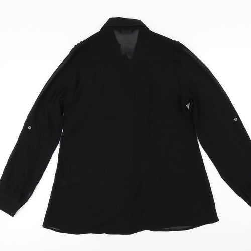 F&F Womens Black   Basic Button-Up Size 8