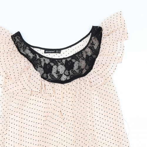 Atmosphere Womens Pink Polka Dot  Basic Blouse Size 10