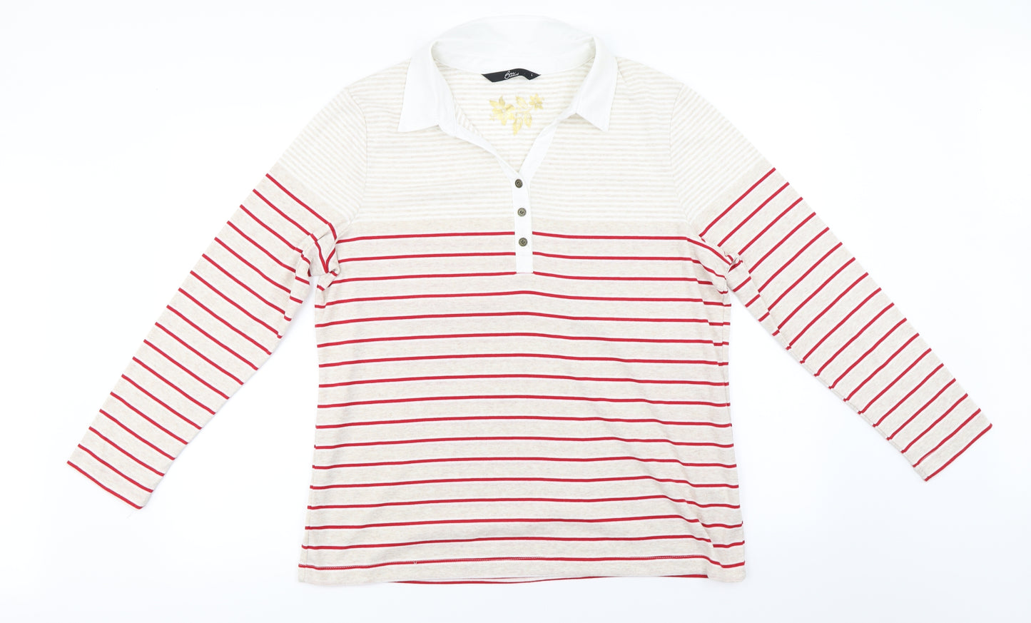 BM  Womens Pink Striped  Basic Polo Size L