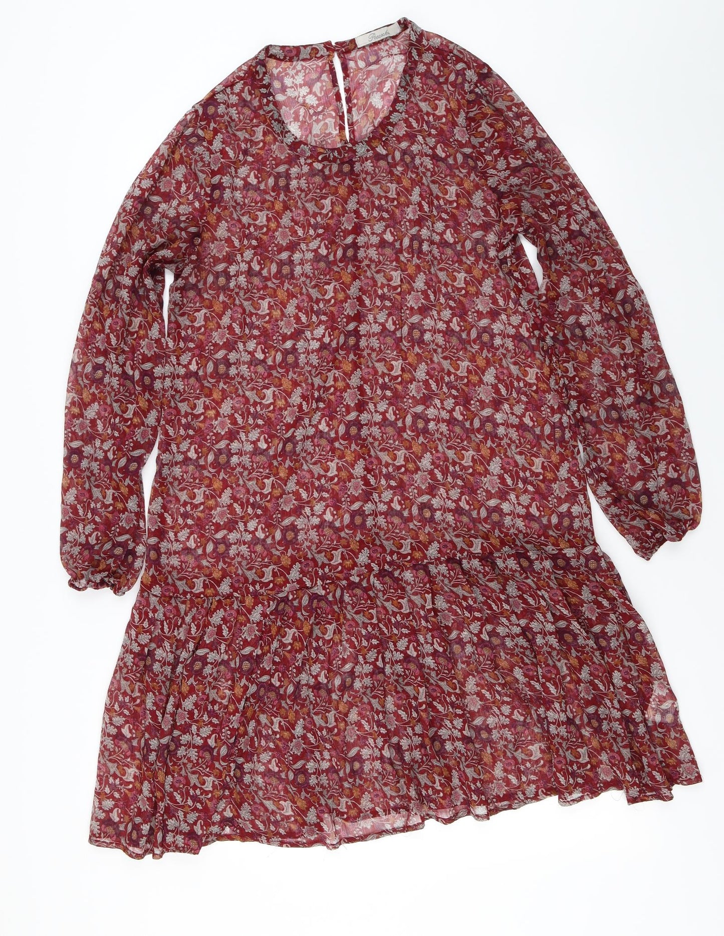 Peacocks  Womens Red Floral  Basic Blouse Size 14
