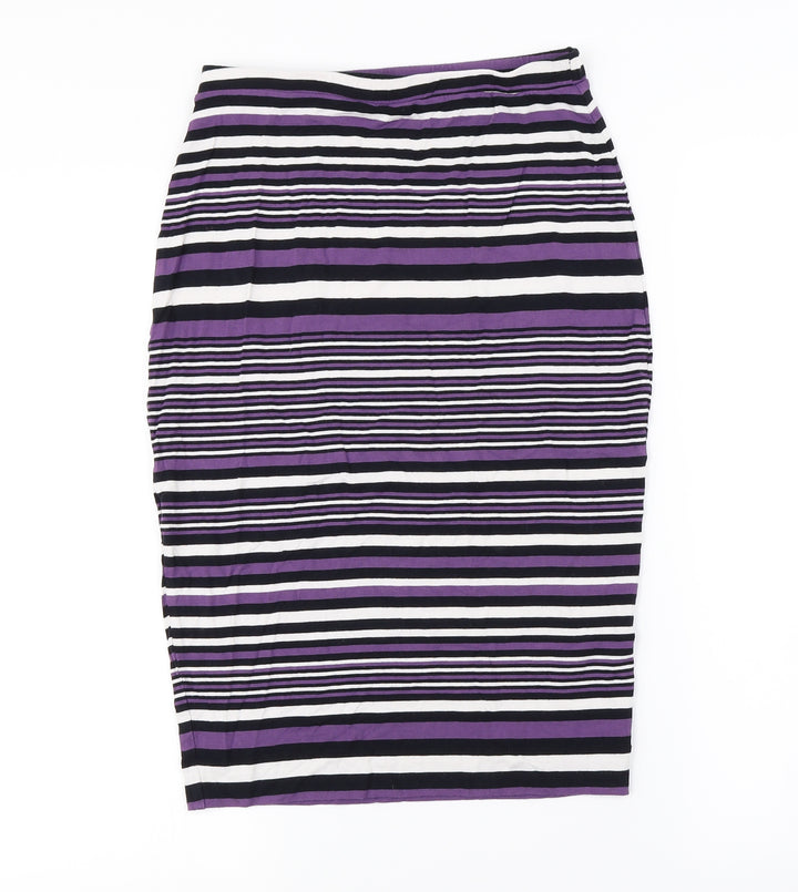 NEXT Womens Purple Striped Bandage Skirt Size 10
