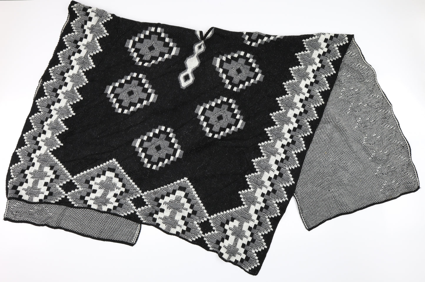 Preworn Womens Grey Geometric  Cape Jumper One Size