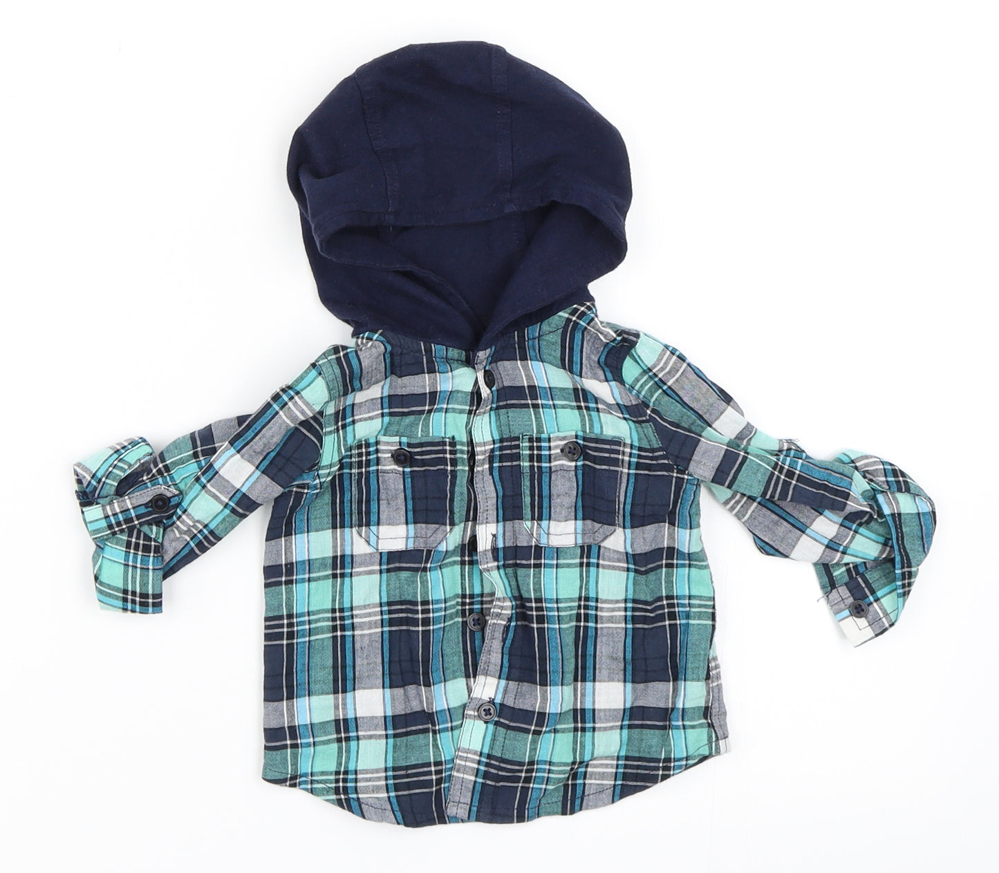 Baby Boys Blue Check  Basic Button-Up Size 3-6 Months