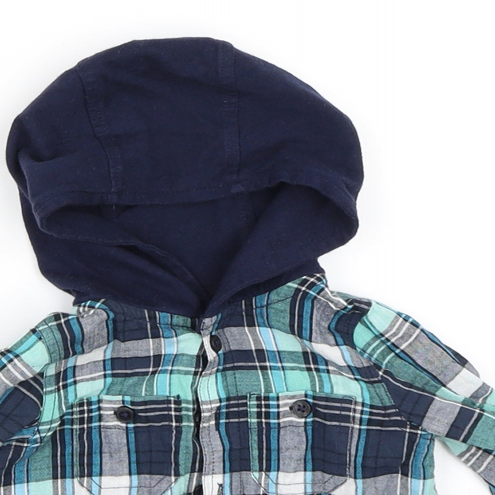 Baby Boys Blue Check  Basic Button-Up Size 3-6 Months