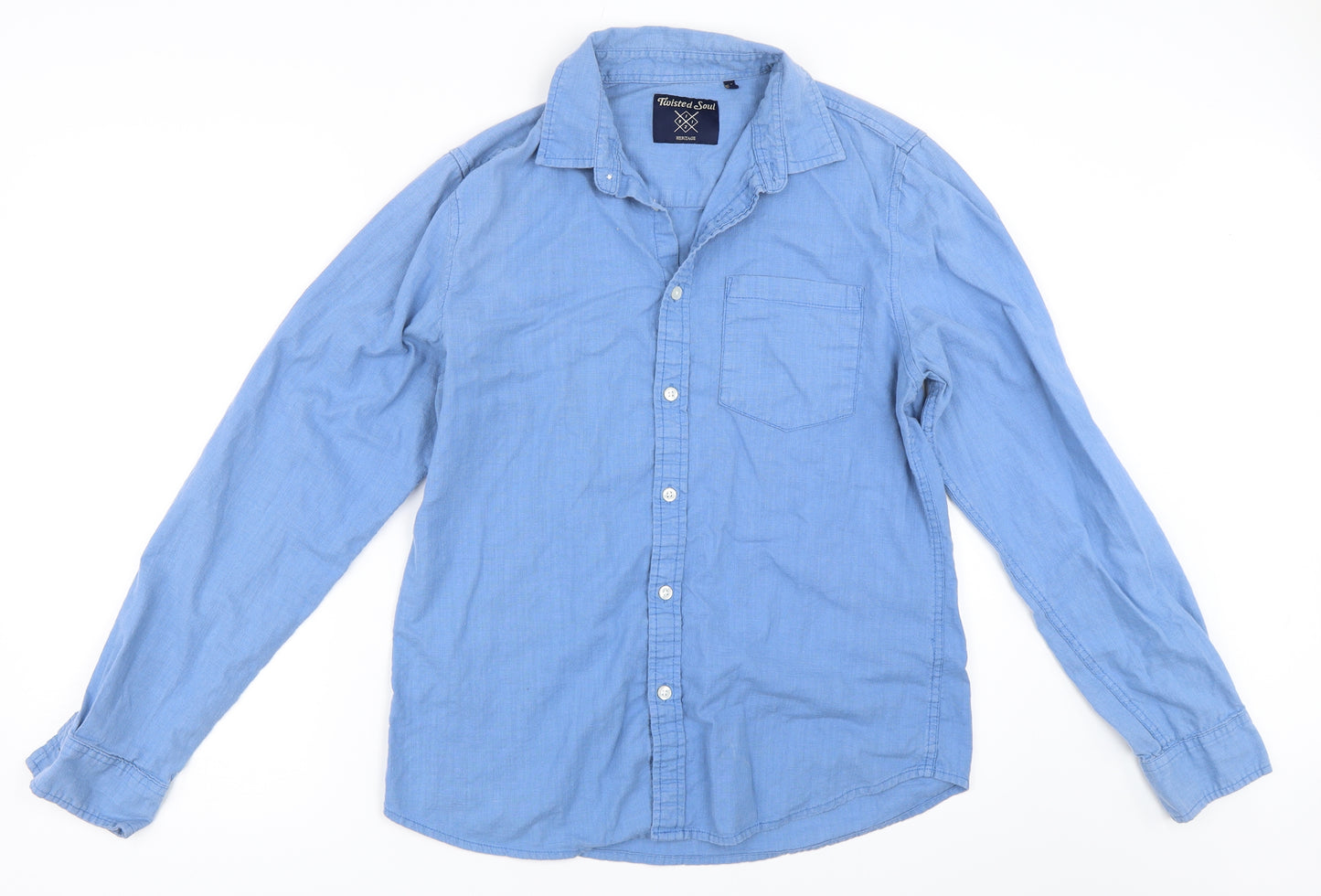 Twisted Soul Mens Blue    Button-Up Size M