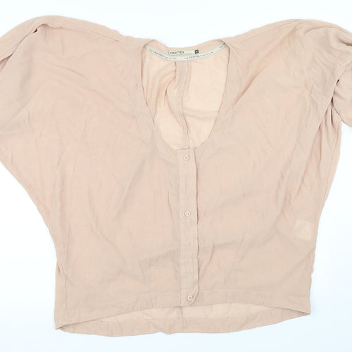 Crafted Womens Beige   Basic Button-Up Size 14