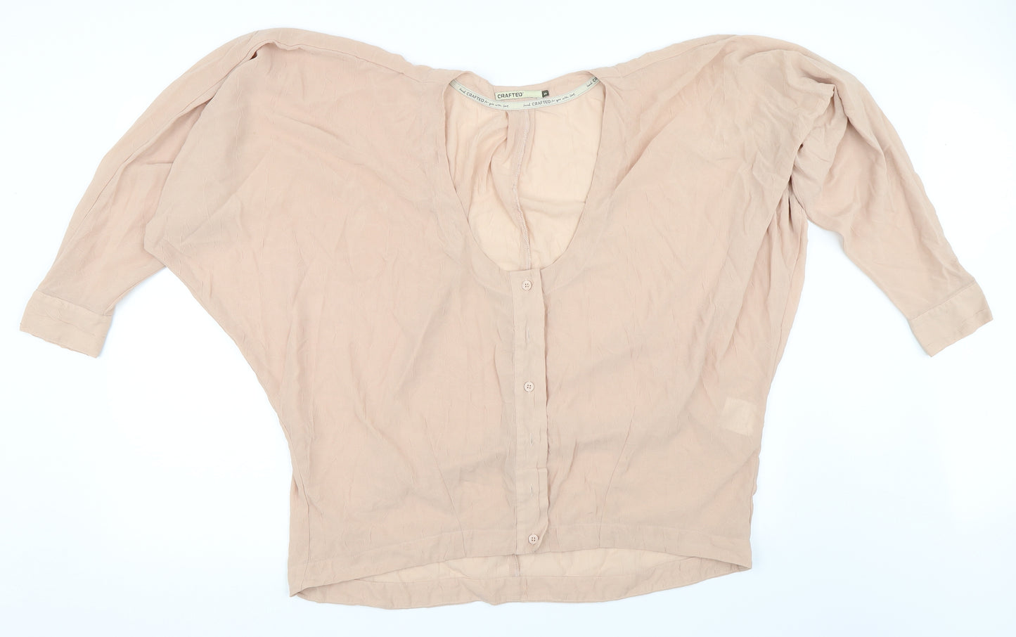 Crafted Womens Beige   Basic Button-Up Size 14