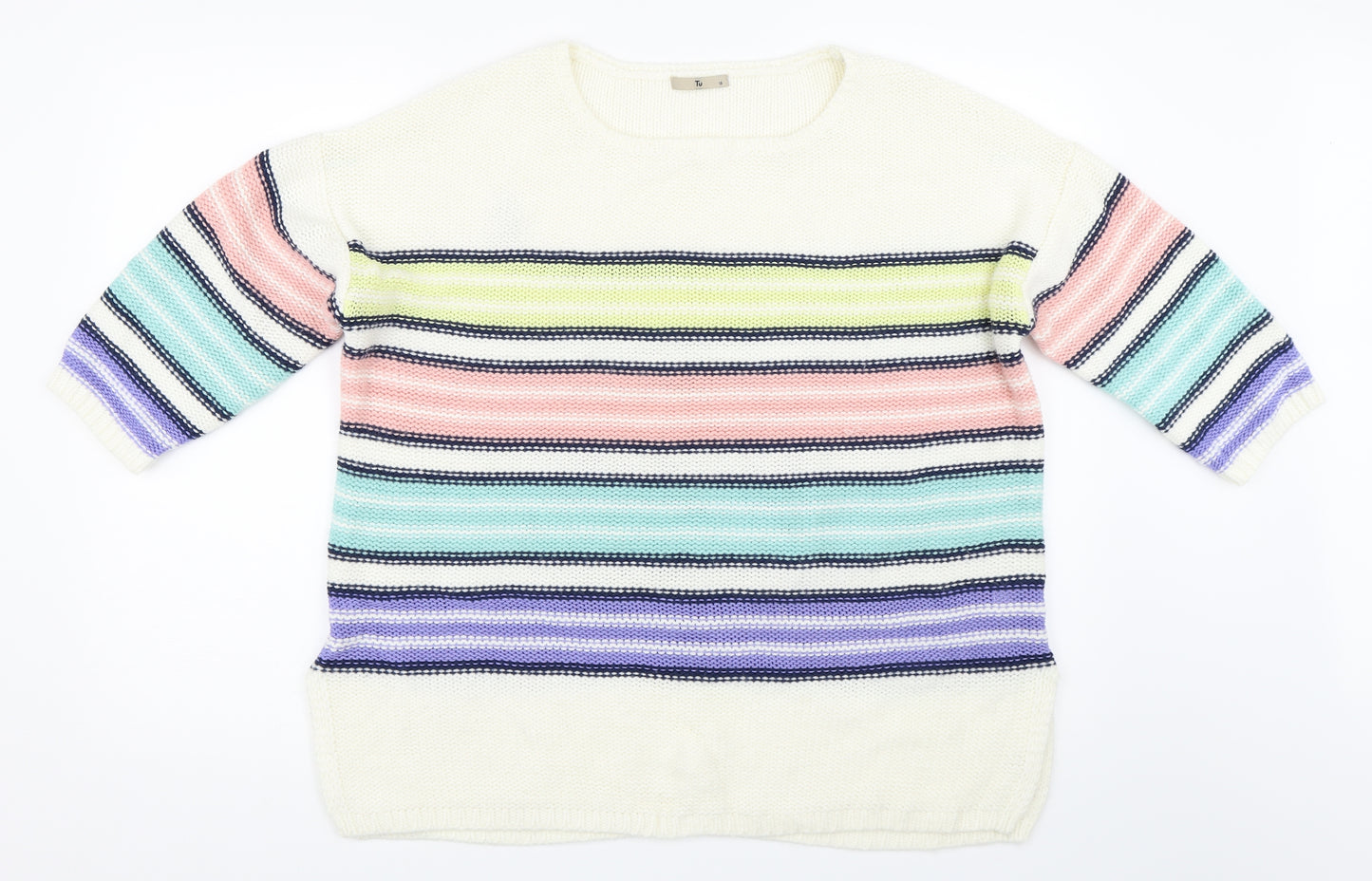 TU Womens Ivory Striped  Pullover Jumper Size 18