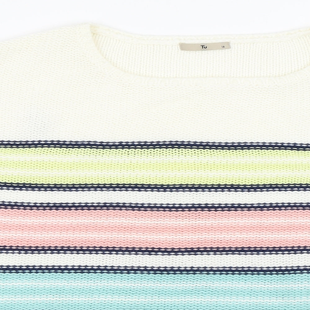 TU Womens Ivory Striped  Pullover Jumper Size 18