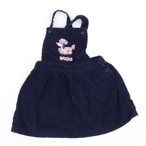 George Girls Blue  Corduroy Pinafore/Dungaree Dress  Size 12-18 Months  - Poodle