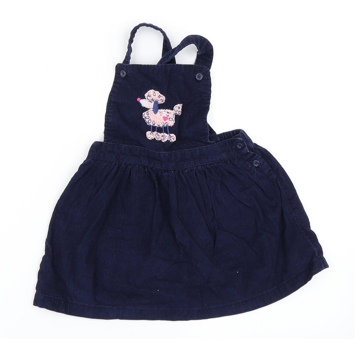 George Girls Blue Corduroy Pinafore/Dungaree Dress Size 12-18 Months - Poodle