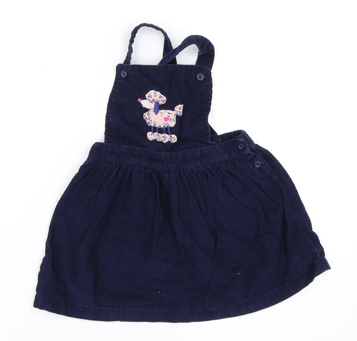 George Girls Blue  Corduroy Pinafore/Dungaree Dress  Size 12-18 Months  - Poodle