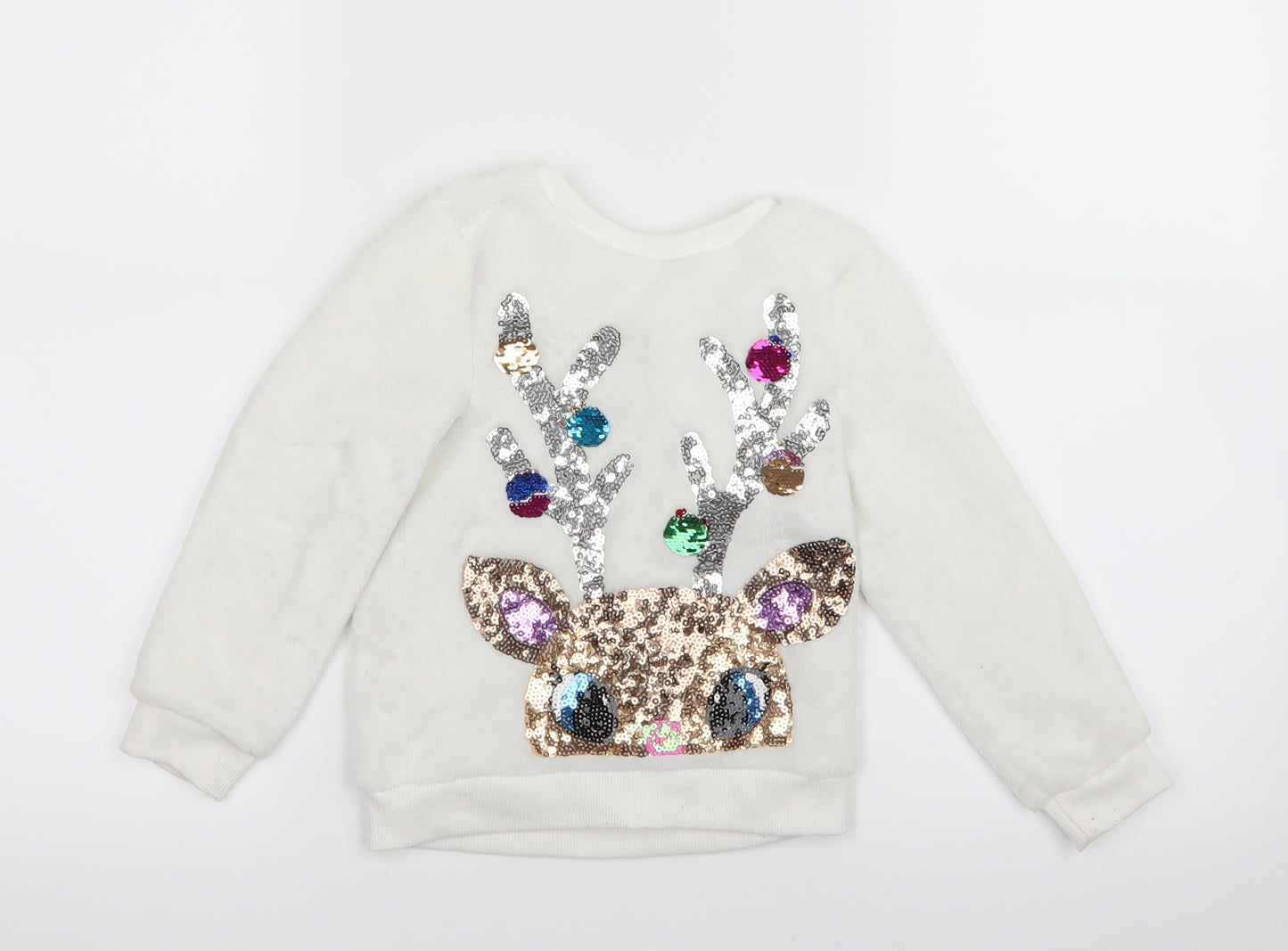 H&M Girls White   Pullover Jumper Size 3-4 Years  - Christmas