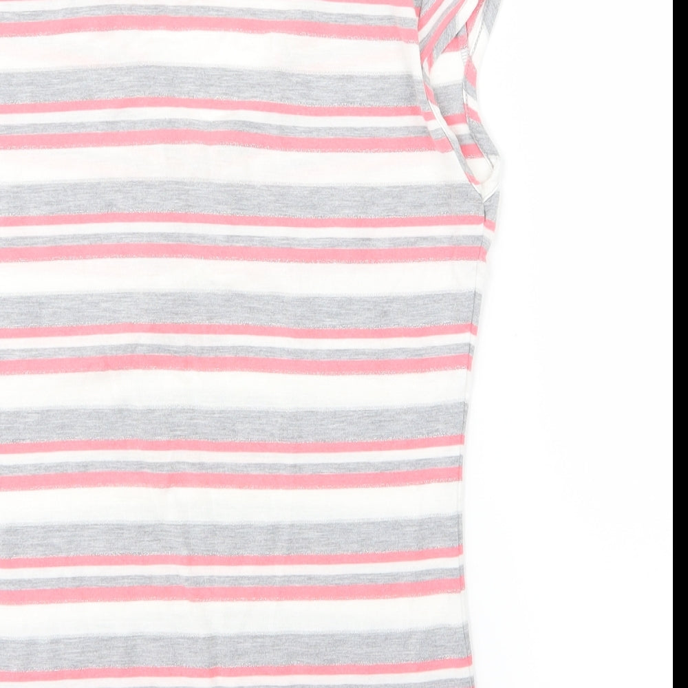 Tu  Womens Grey Striped  Basic T-Shirt Size 10