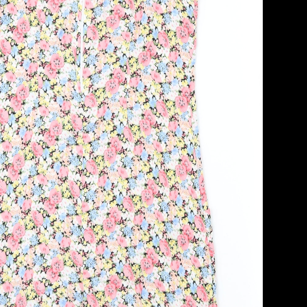 Blue Chameleon Womens Pink Floral  Shirt Dress  Size 14
