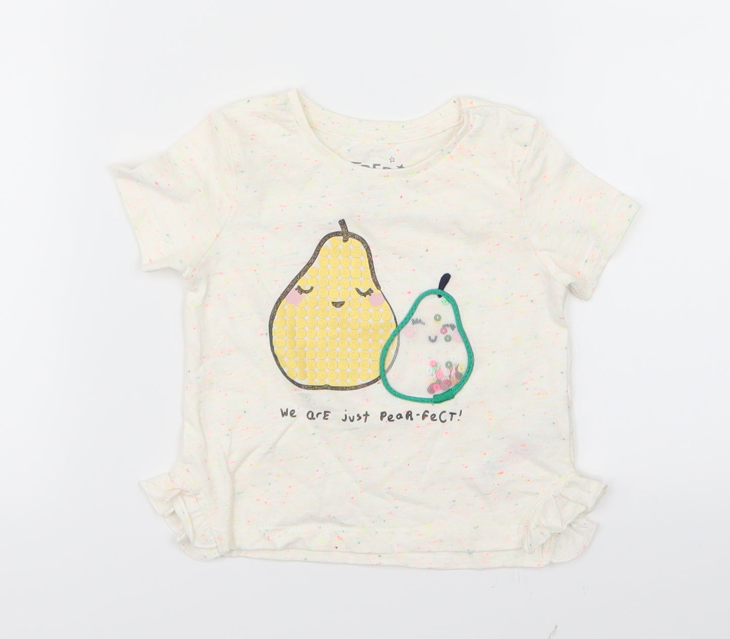 F&F Girls Ivory   Basic T-Shirt Size 6-9 Months