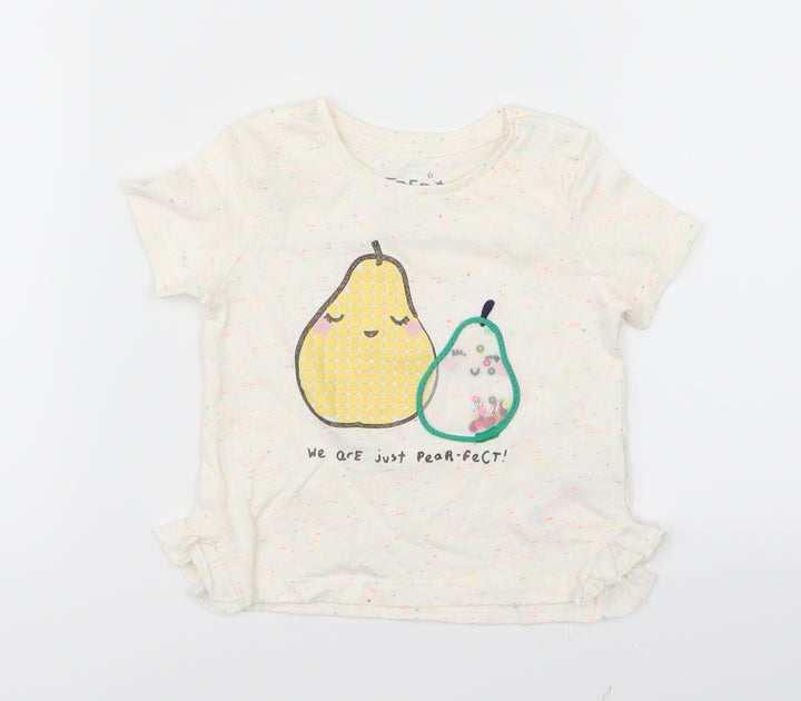 F&F Girls Ivory Basic T-Shirt Size 6-9 Months