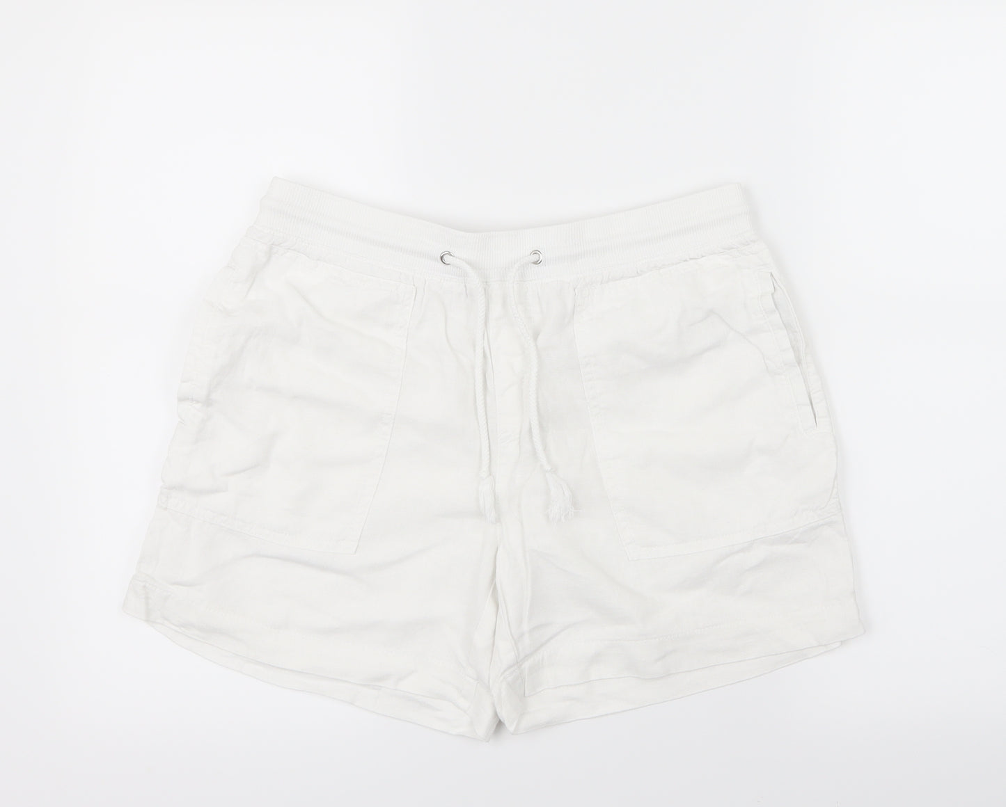 Marks and Spencer Womens White   Boyfriend Shorts Size 10