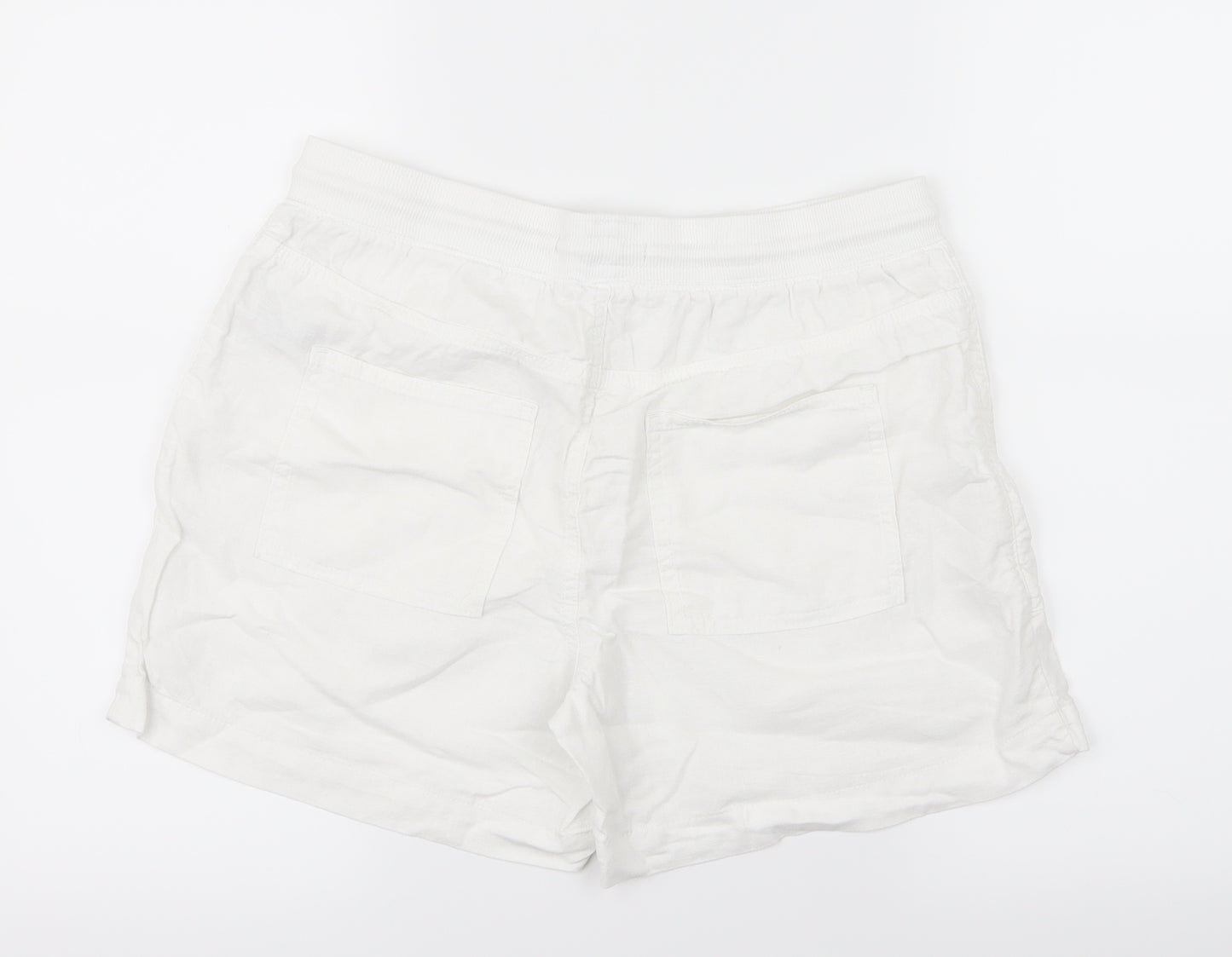 Marks and Spencer Womens White   Boyfriend Shorts Size 10