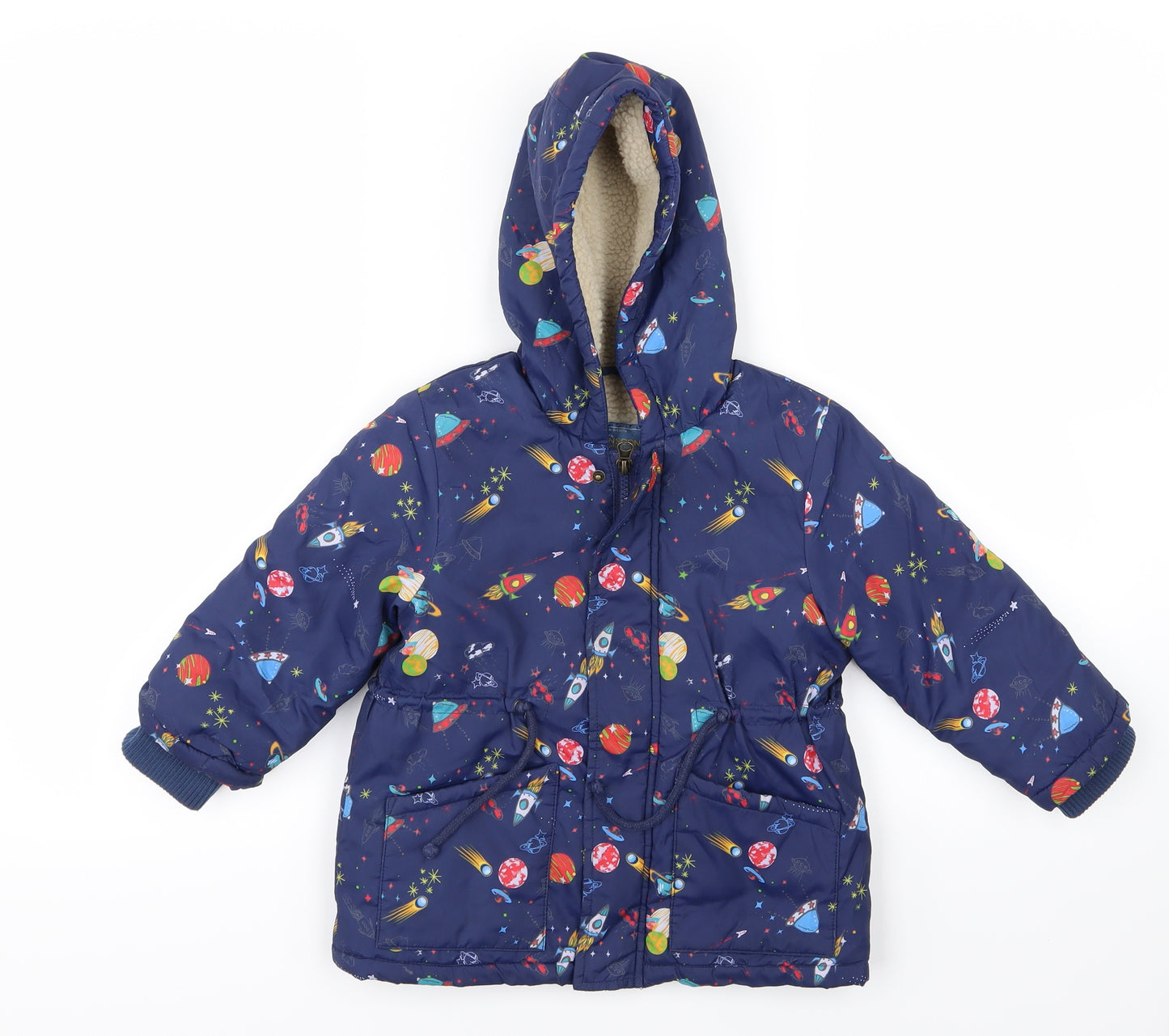 Monsoon Boys Blue Geometric  Jacket Coat Size 2-3 Years  - Rockets
