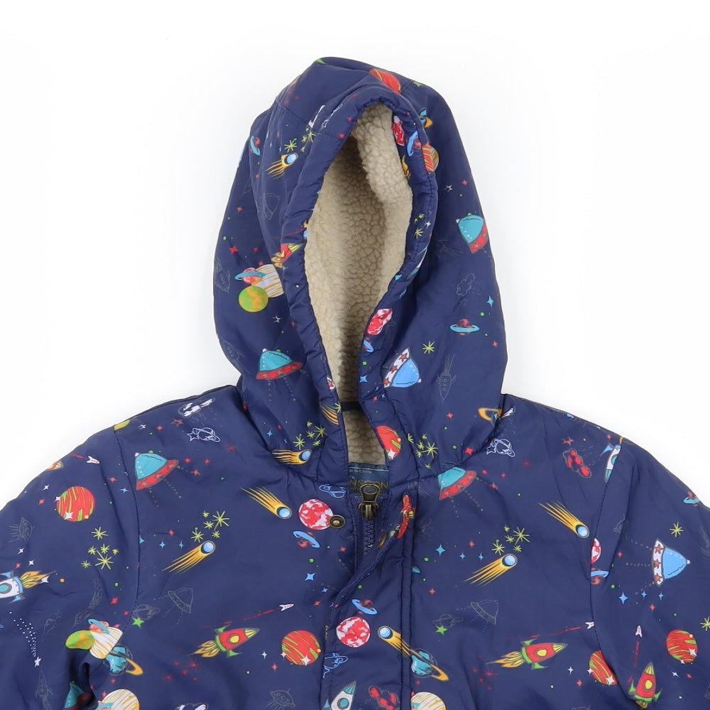Monsoon Boys Blue Geometric  Jacket Coat Size 2-3 Years  - Rockets