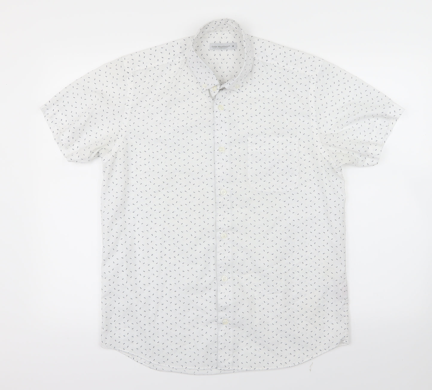 Cedar Wood State Mens White Geometric   Button-Up Size M