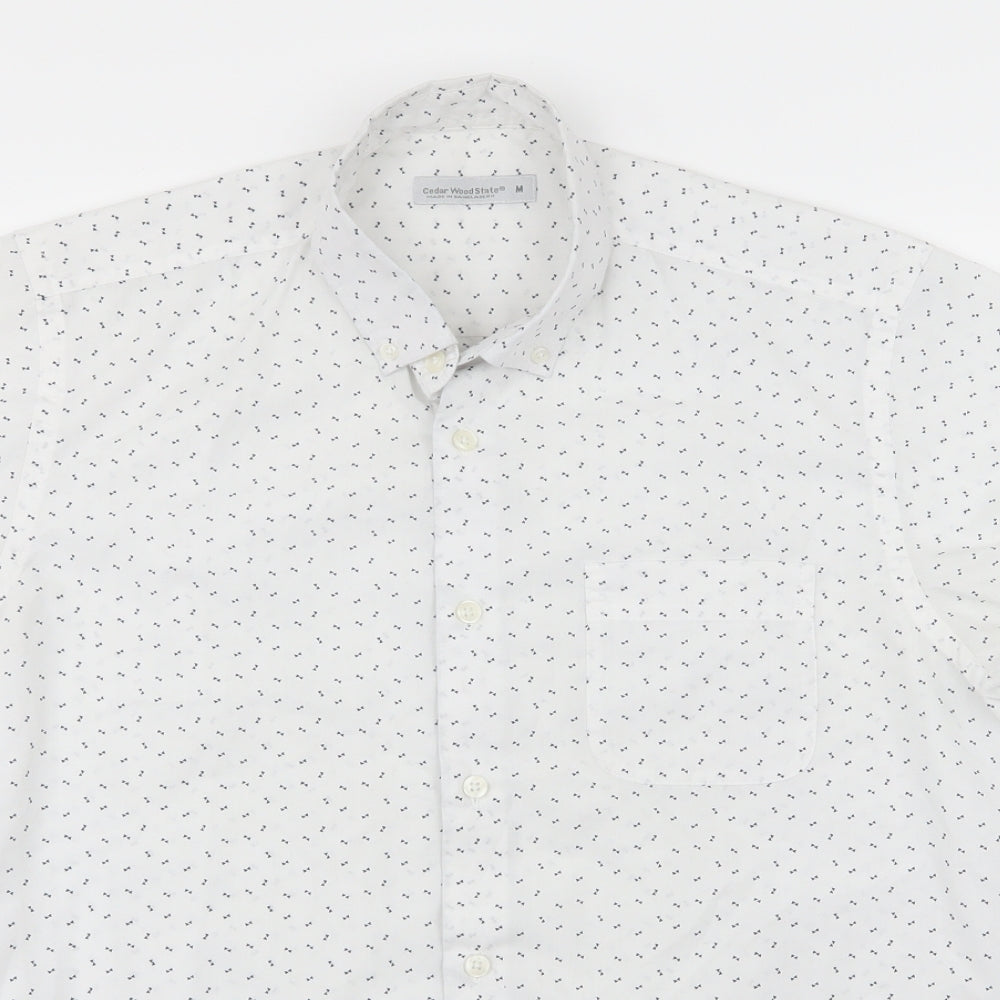 Cedar Wood State Mens White Geometric   Button-Up Size M