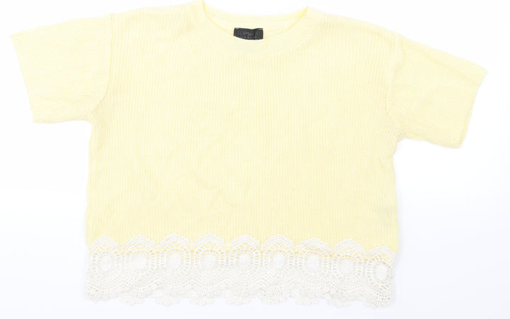 Topshop Womens Yellow  Knit Pullover Jumper Size 8