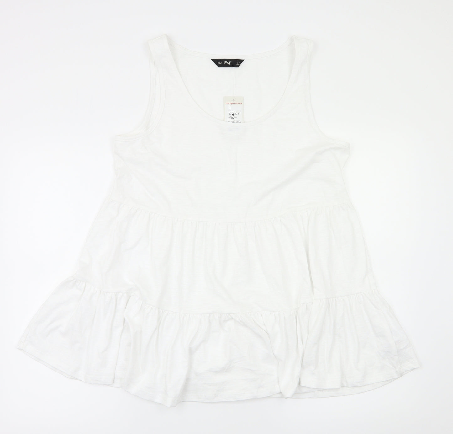 F&F Womens White   Basic T-Shirt Size 14