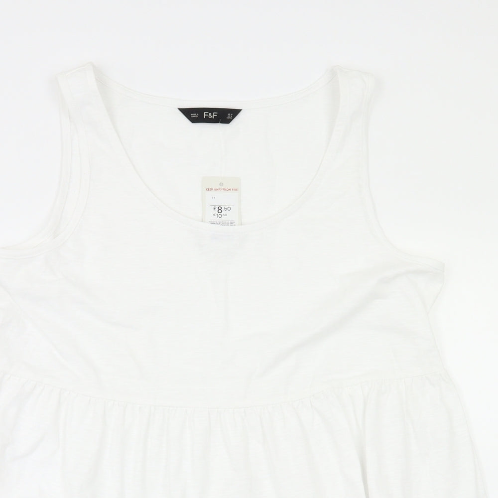 F&F Womens White   Basic T-Shirt Size 14