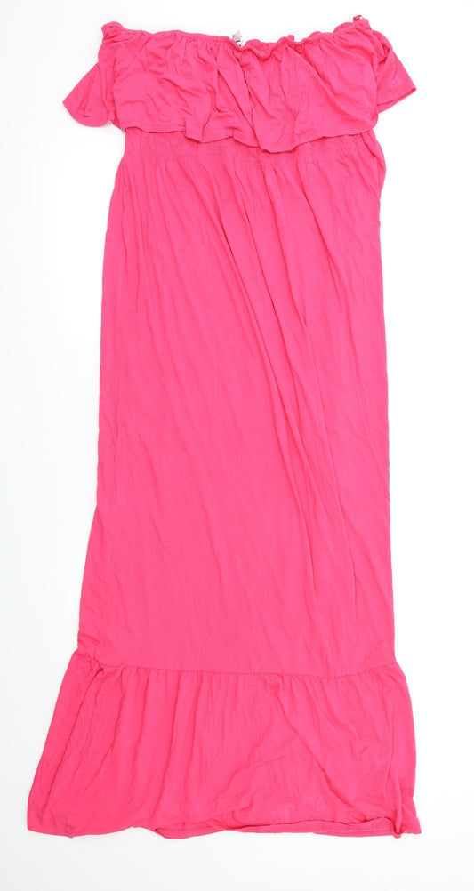 Front view of New look women’s pink a-line, size UK 12