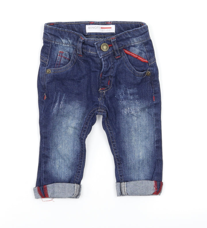 Minoti Boys Blue Cargo Jeans Size 6-9 Months