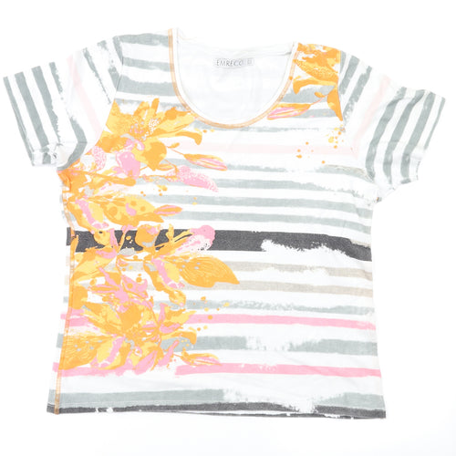 Emreco Womens Multicoloured Striped  Basic T-Shirt Size 18