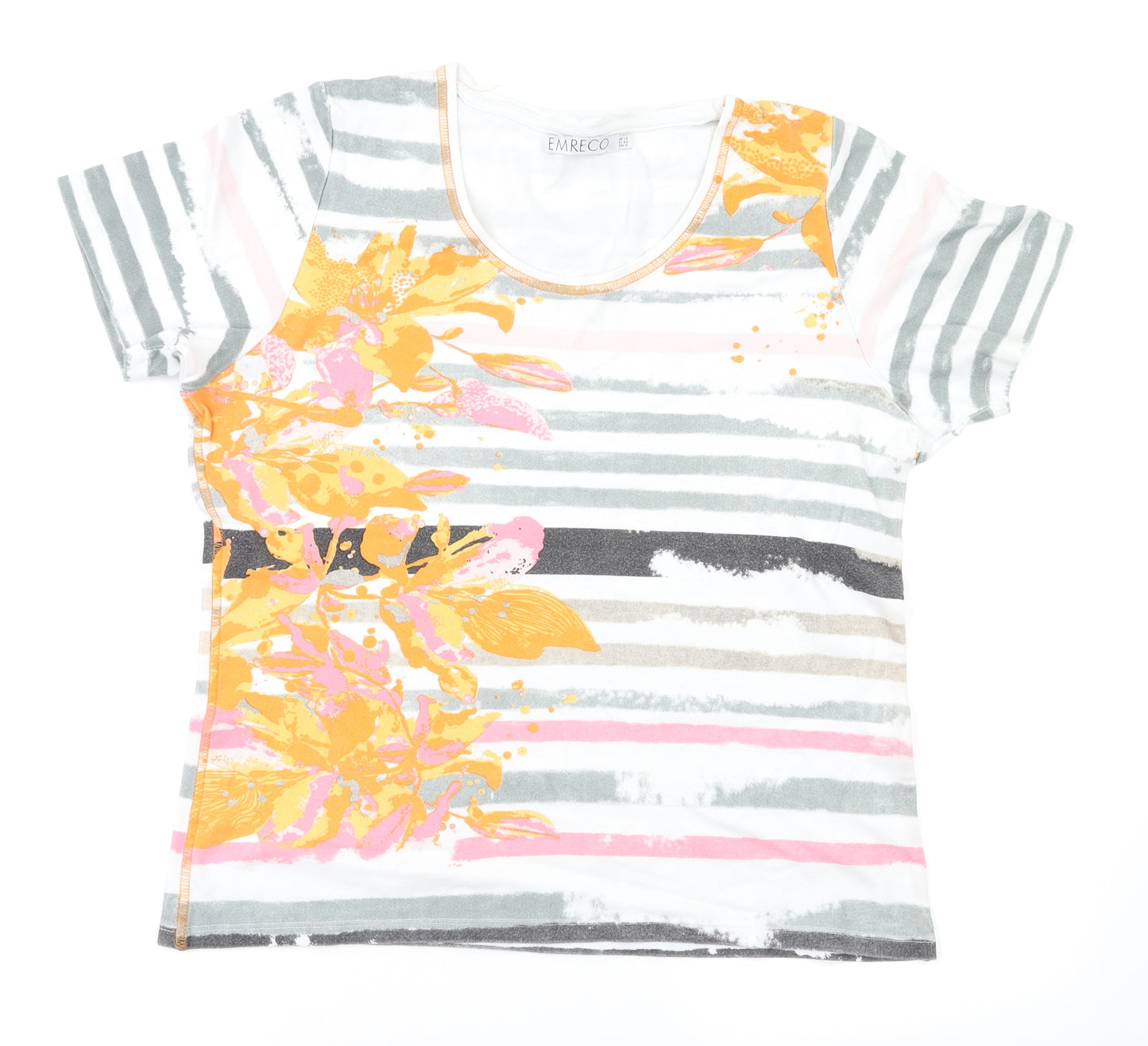 Emreco Womens Multicoloured Striped  Basic T-Shirt Size 18