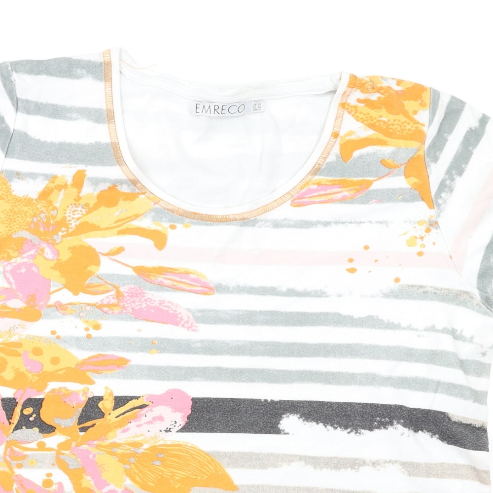 Emreco Womens Multicoloured Striped  Basic T-Shirt Size 18