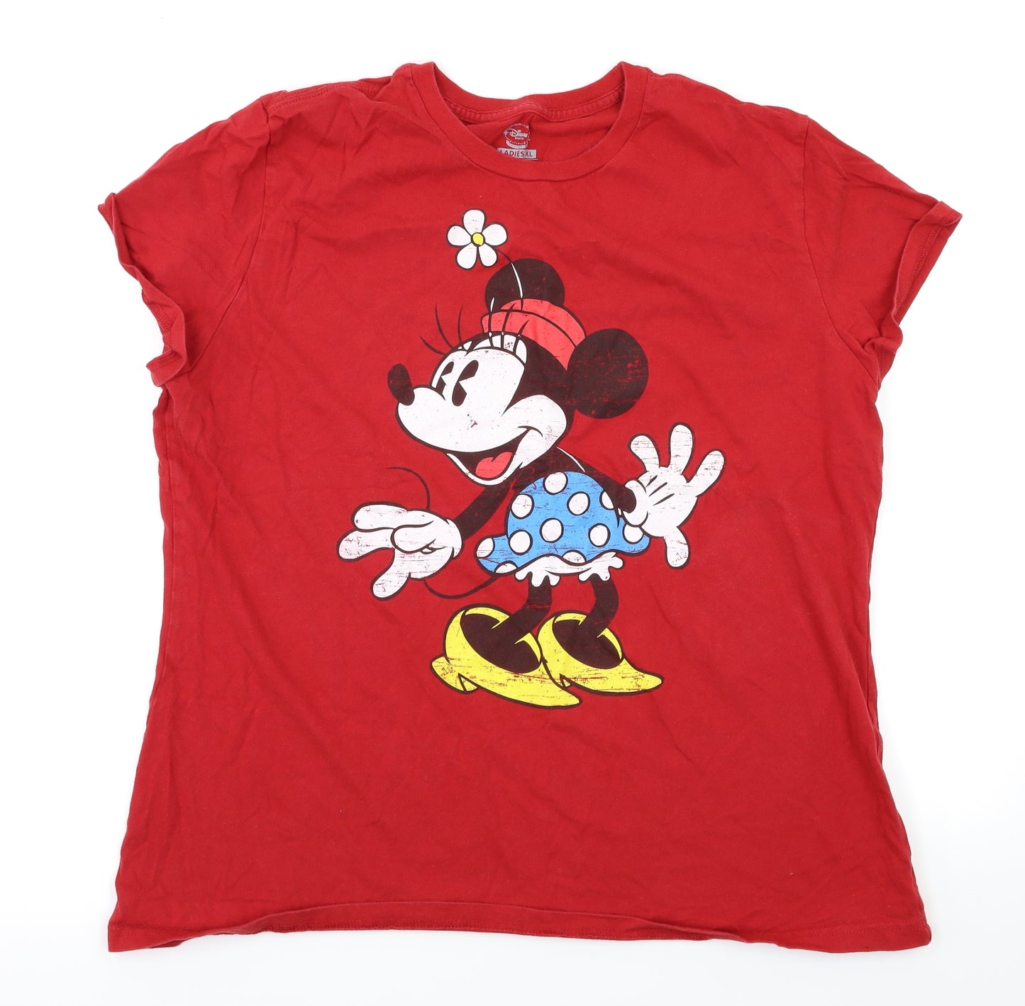 Disney Womens Red Animal Print  Basic T-Shirt Size XL