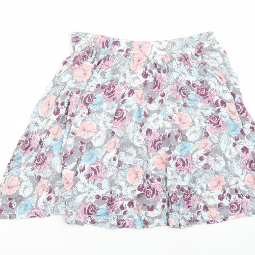 TU Womens White Floral  A-Line Skirt Size 12