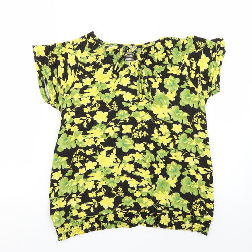 Debenhams Womens Black Floral  Basic T-Shirt Size L