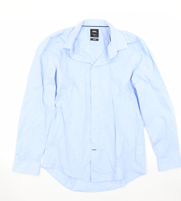 Burton Mens Blue  Canvas  Button-Up Size 15.5