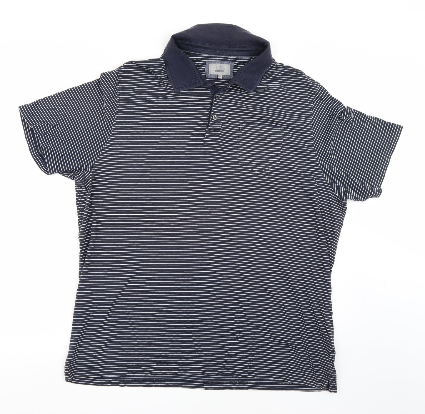 Marks and Spencer Mens Blue Striped   Polo Size 2XL