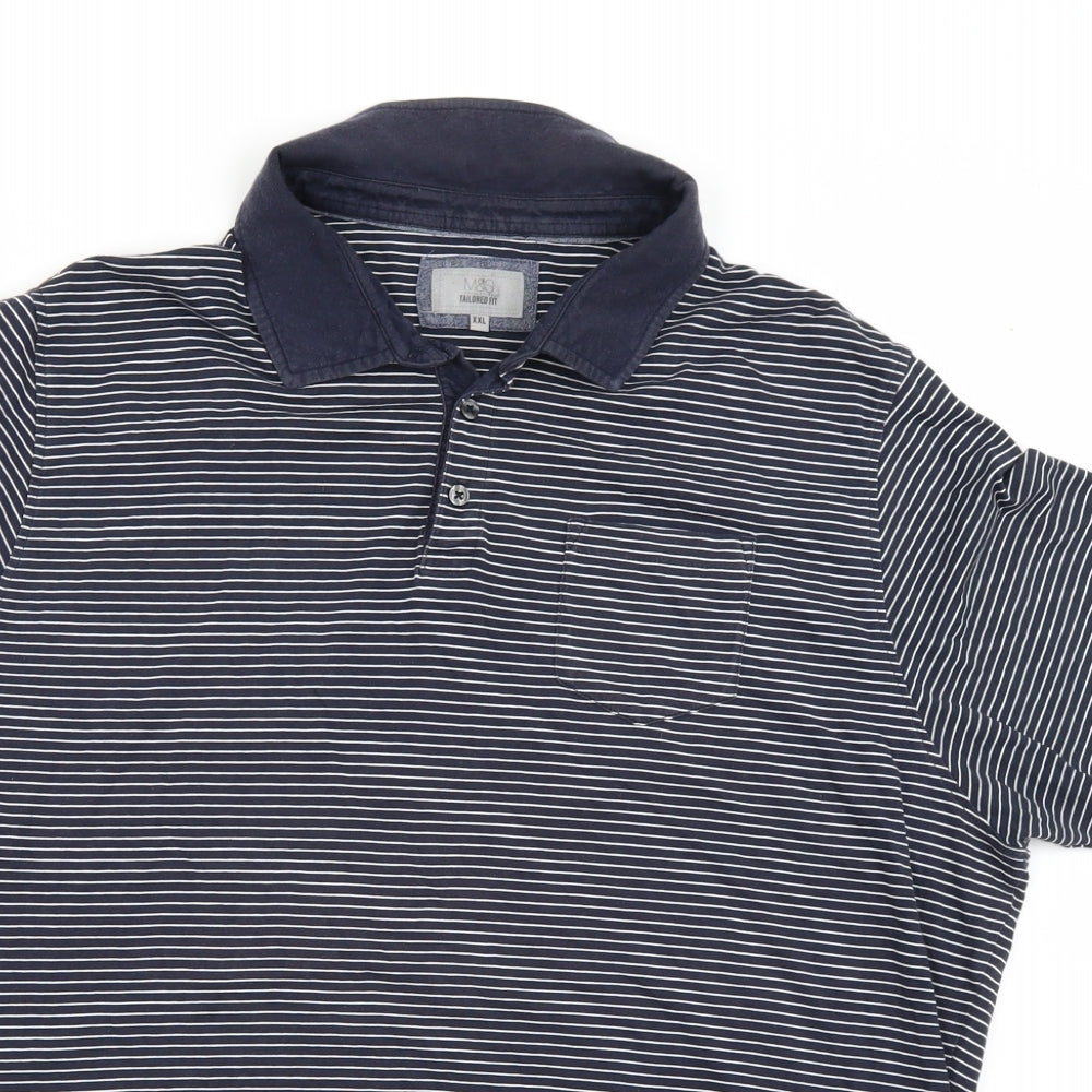 Marks and Spencer Mens Blue Striped   Polo Size 2XL