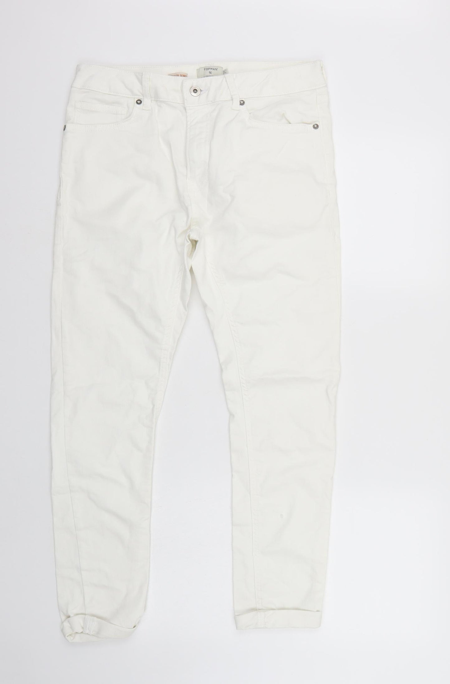 Topman Mens White   Straight Jeans Size 32 L26 in