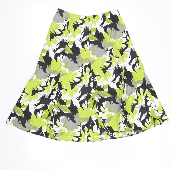 Preworn Womens Green Floral A-Line Skirt Size 28 in