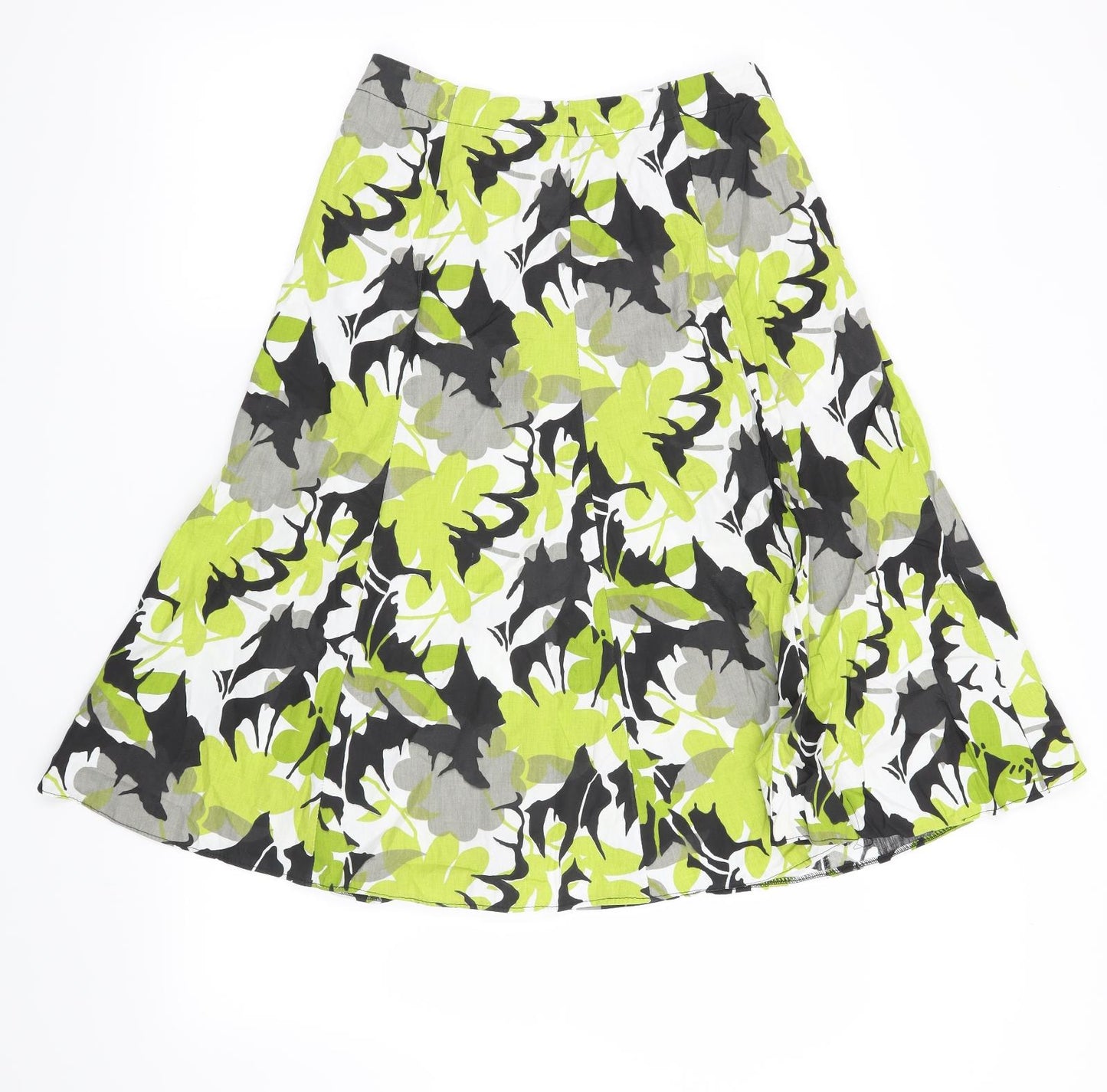 Preworn Womens Green Floral  A-Line Skirt Size 28 in