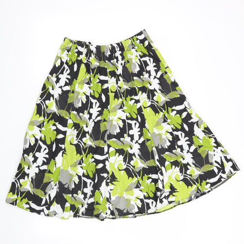 Preworn Womens Green Floral  A-Line Skirt Size 28 in